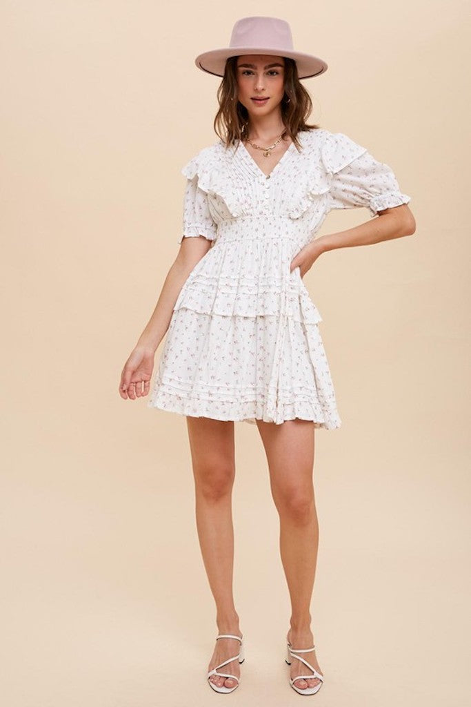 Blakely Dress- White/Pink