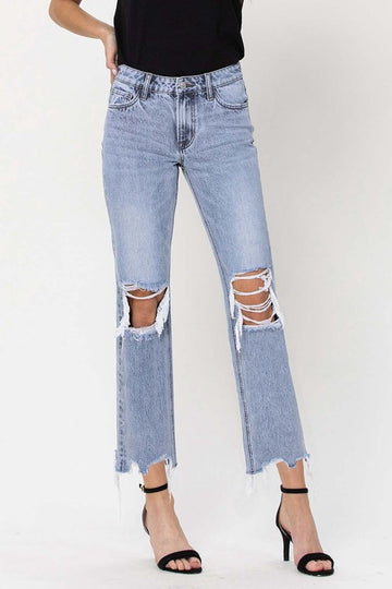 Amber 90&#039;s Straight Leg Jeans- Medium Wash