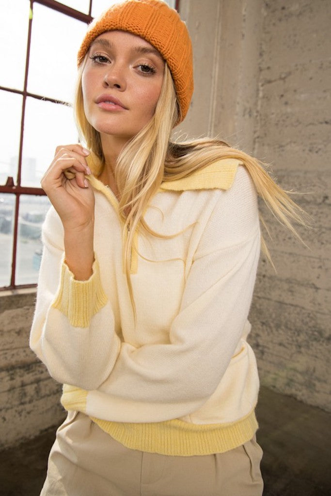 Trina Sweater- Yellow/Cream