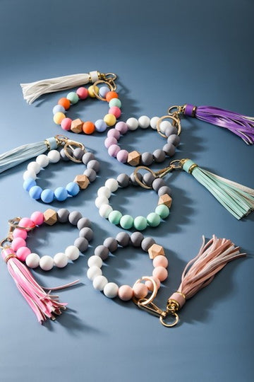Rubber Beaded Tassel Key Holder
