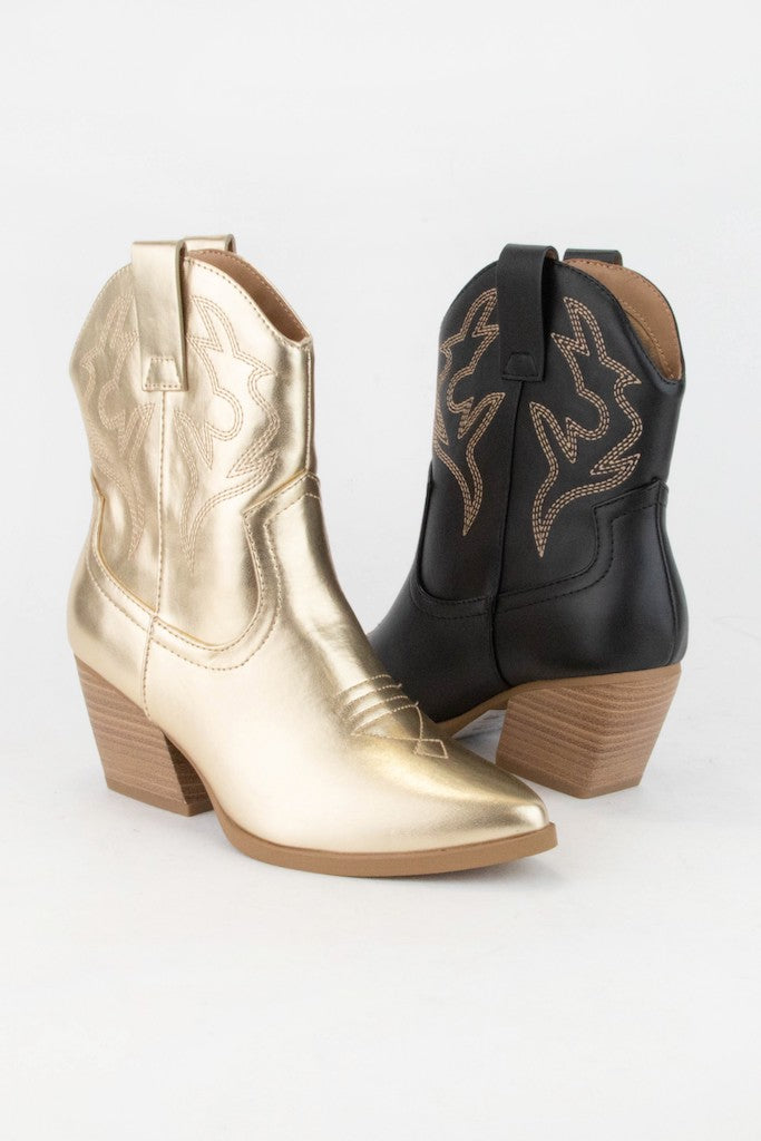 Blazing Cowgirl Booties- Gold