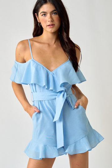 Slow Burn Love Romper- Light Blue