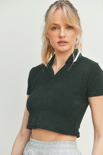 Tell Me Something Crop Top- Black