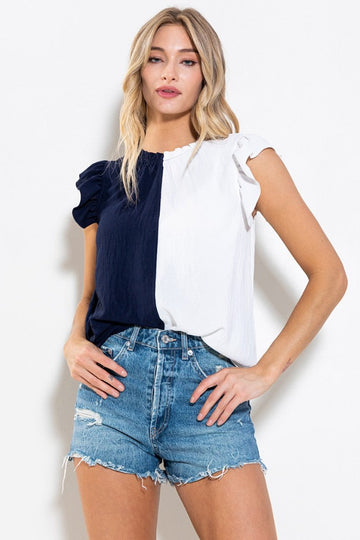 Final Chance Top- Navy/White