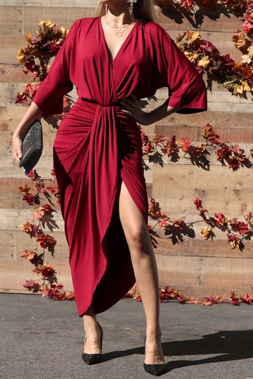 The Long Game Midi Dress- Maroon