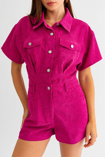 Don't Call Me Corduroy Romper- Magenta
