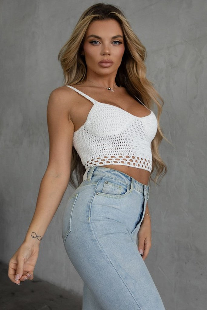 State of Art Knit Crop Top - White