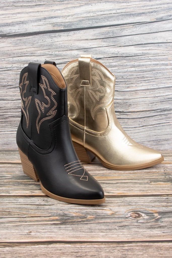 Blazing Cowgirl Booties- Gold