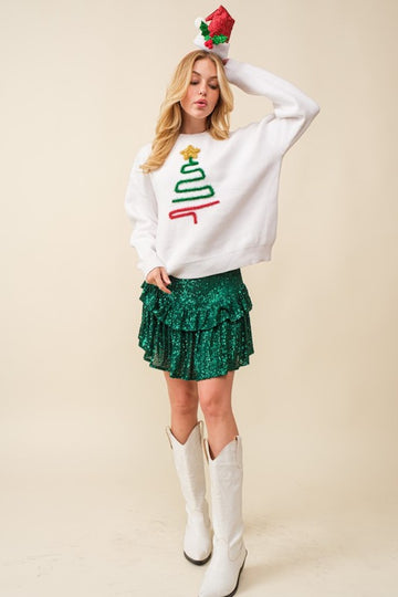 Christmas Glitz Sweater- White