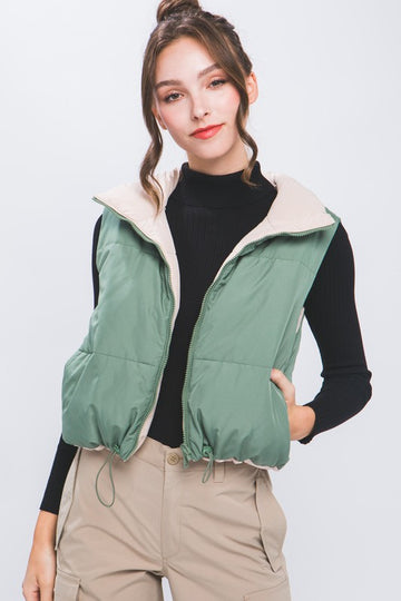 In Your Way Vest- Green/ Cream