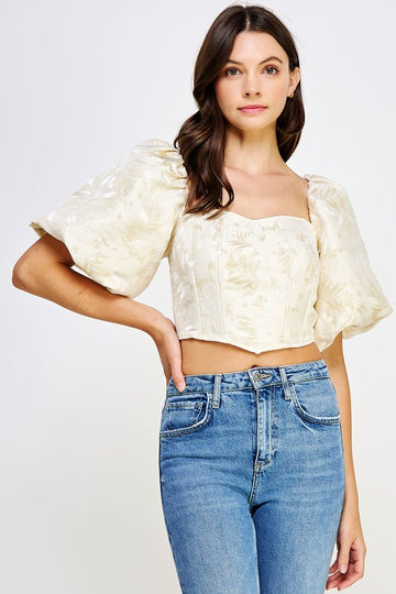 Wild One Crop Top- Ivory/Gold