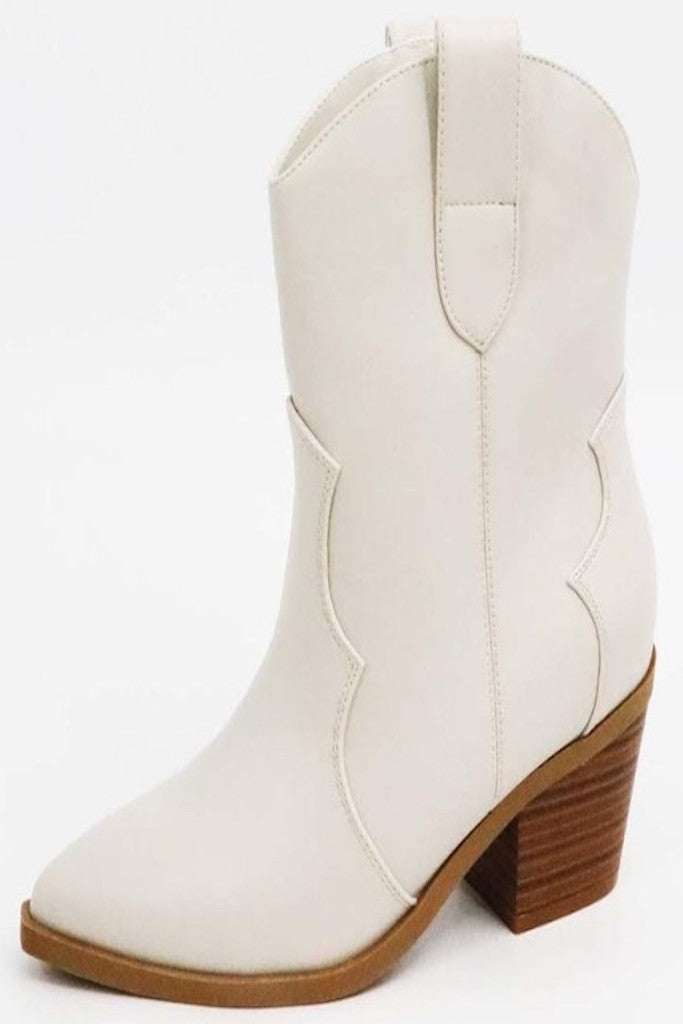 Too Much Drama Cowgirl Booties- Ivory