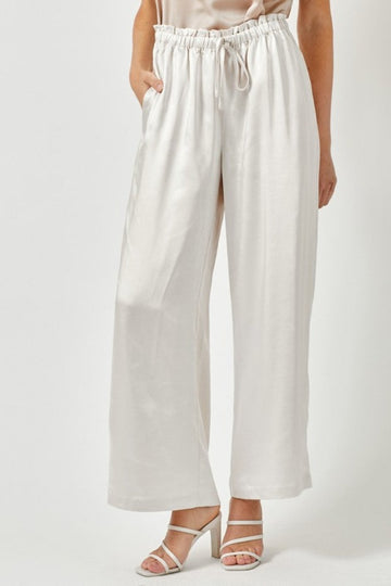 Go The Distance Satin Pants- Cream