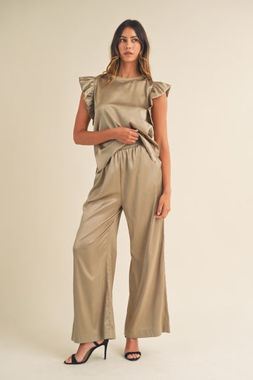 Jenna Wide Leg Pants- Olive