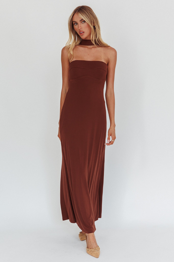 Silent Vow Maxi Dress - Chocolate