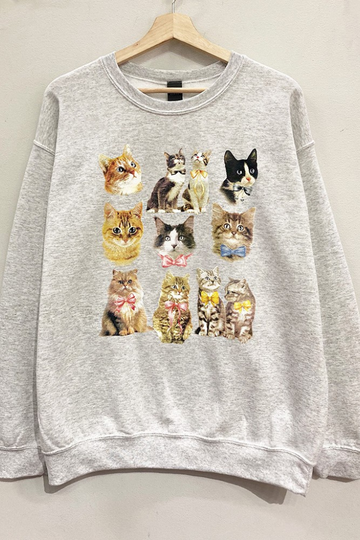 Bowtastic Kitty Sweatshirt - Ash Grey