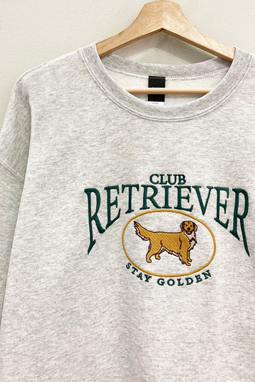 Club Retriever Embroidered Sweatshirt- Ash Grey