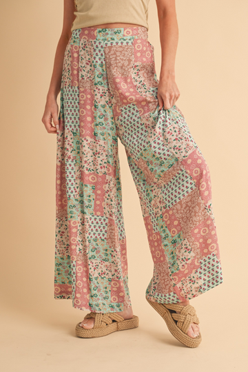 My Keeper Printed Pants - Mint/Pink