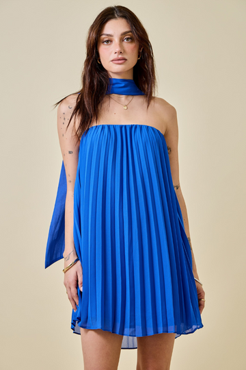 Nattalie Pleated Dress - Royal Blue
