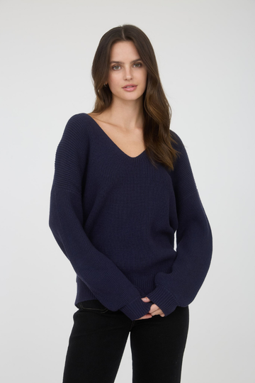 Keri Drop Shoulder Sweater - Navy