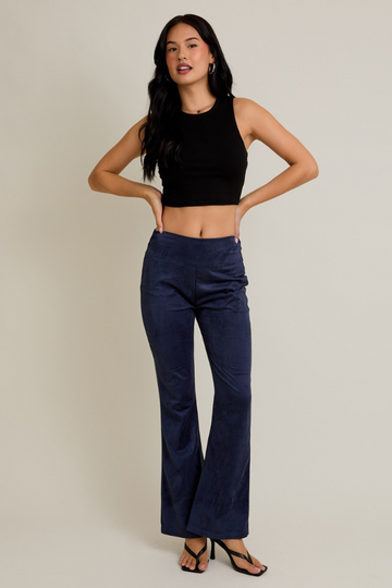 Perfect Suede Flare Leggings - Navy