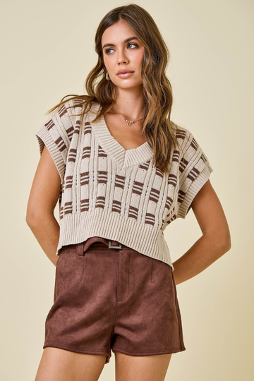 Airbell Cropped Sweater - Cocoa/Beige