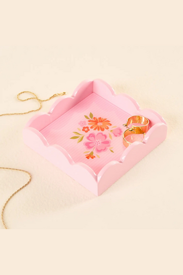 Scalloped Trinket Tray - Dainty Floral Blush