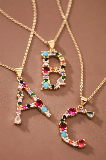 Charisma Stone Initial Necklace - Gold