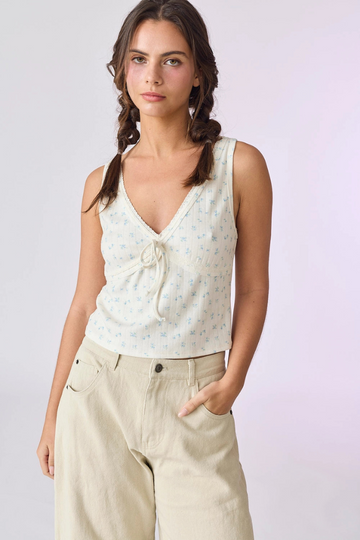 Catie Floral Crop Top - Natural/Blue