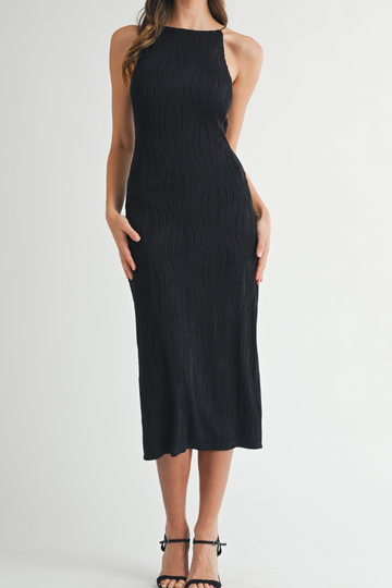 Say Something Midi Dress - Black