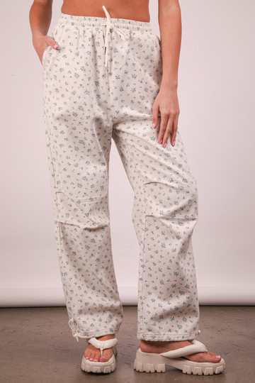 Julia Floral Pants - White