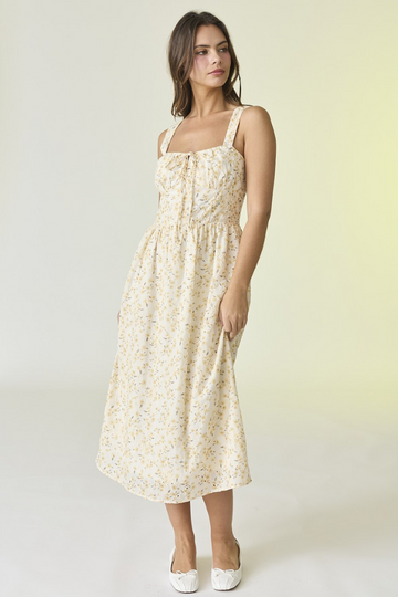 Bright Side Floral Midi Dress - Yellow
