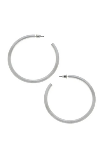 Ivy Hoop Earrings- Satin Silver
