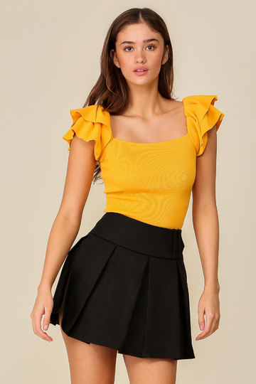 First Light Ruffle Top - Mustard
