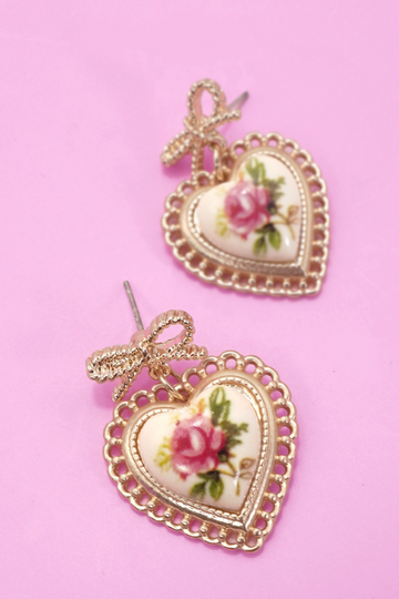 Born Free Porcelain Earrings - Gold/Pink
