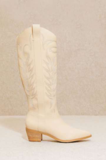 Inlay Cowgirl Boots- Beige