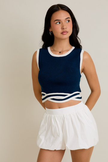 Landy Knit Crop Top - Navy