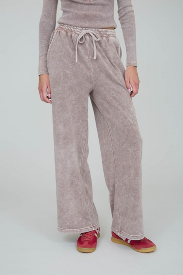 Good Spirit Wide Leg Joggers - Mocha