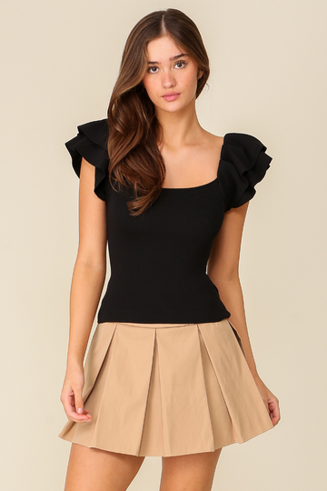 First Light Ruffle Top - Black