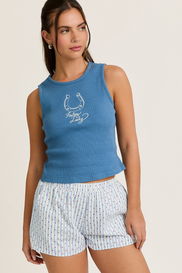 Feeling Lucky Tank Top - Blue