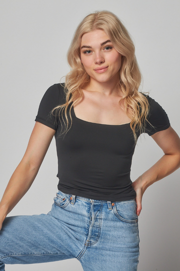 Just Enough Double Lined Top - Black
