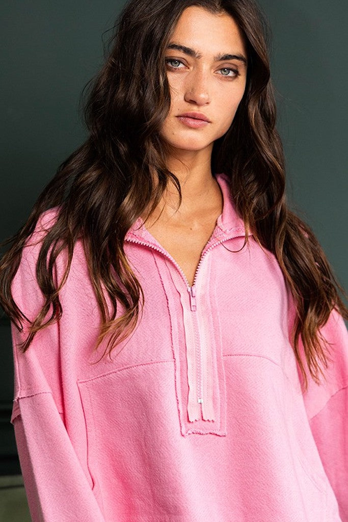 Andi Cropped Sweatshirt- Pink