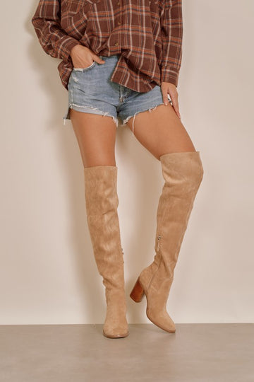 Fiona Thigh High Boot- Sand