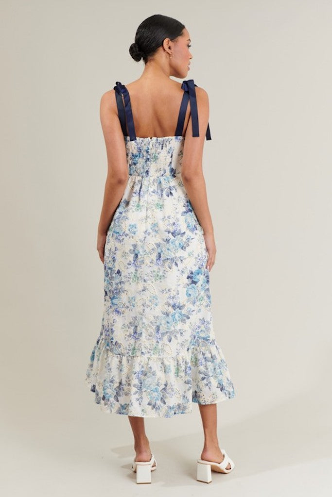 Rowyn Floral Midi Dress- Blue