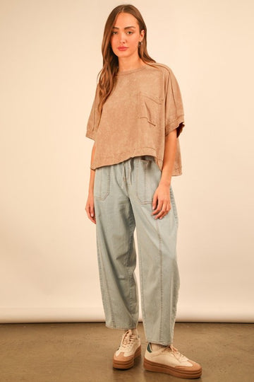 Think Less Crop Top - Taupe