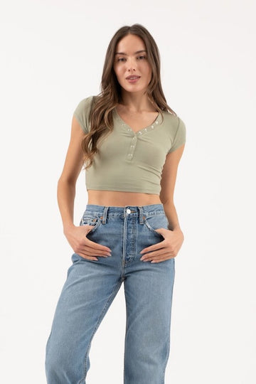 I Won Crop Top- Olive