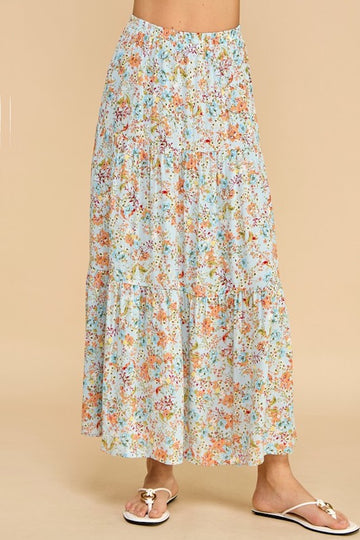 Applause Maxi Skirt- Blue Floral