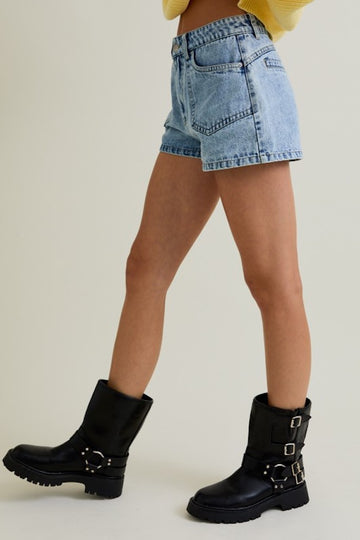 Damsey Denim Shorts- Light Wash