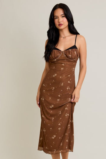 Giavana Midi Dress- Brown