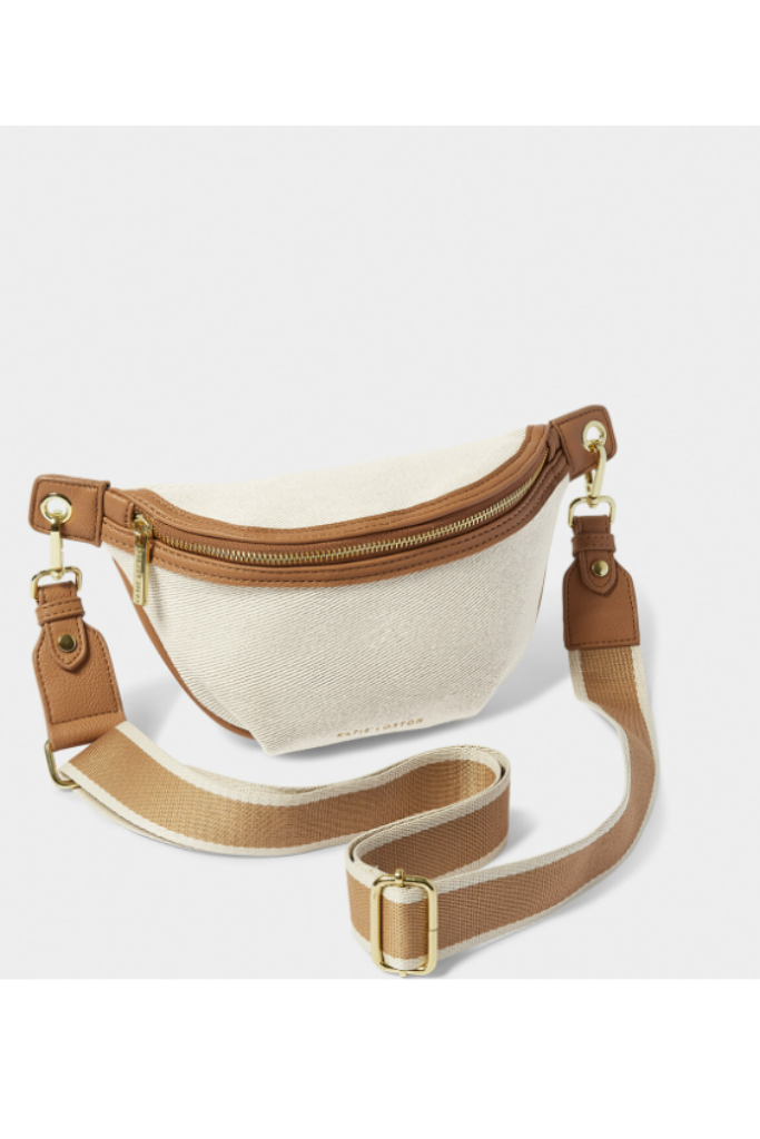 KL Capri Canvas Belt Bag- Tan/ Off White